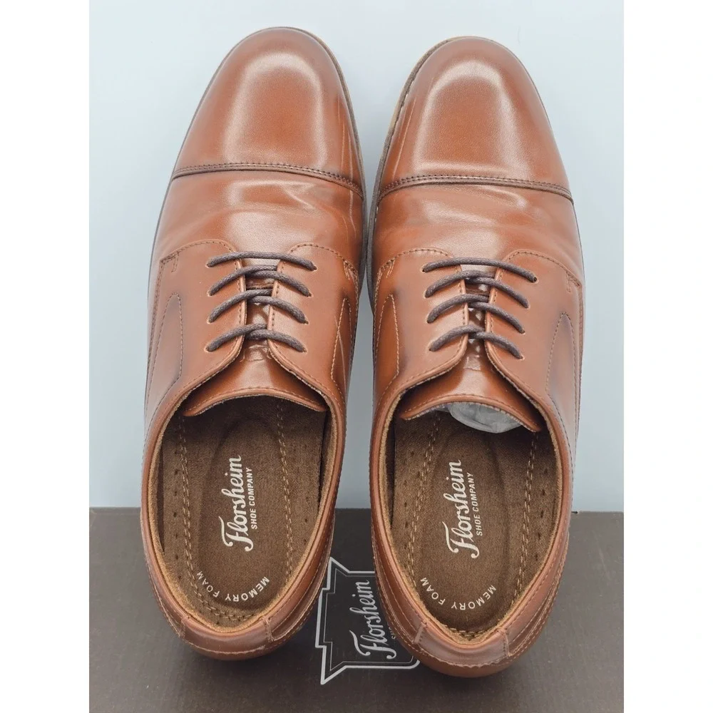 Florsheim Rucci Cap Toe Ox Jr Boys' Toddler-Youth Oxford Cognac Sz 5.5 M